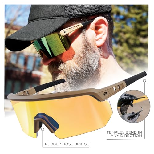 Ergodyne Skullerz AEGIR Safety Sunglasses, High Contrast Color Enhancing Mirrored Lenses, ANSI z87.1 - color: High Contrast Yellow Mirror Lens