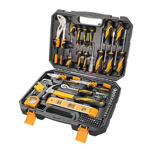 TOLSEN Tool Set Home Mechanic Tool Kit, Screwdriver,Hammer, Ratchet, Drill Bits,Hex Key,Tape Measure,Toolbox Storage Case, Hand Household Tool Set for College,Starter,Beginner - size: 89 PCS