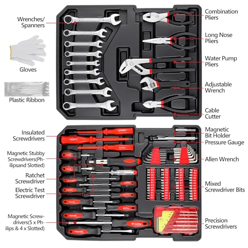 TLGREEN 799pcs Mechanic Tool Set with Aluminum Trolley Case,Home Repair Tool kit,Complete Tool Box Set for Home,Automotive,Dorm,Garage,Black - color: Black