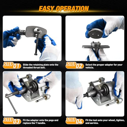 GOOACC 22pcs Disc Brake Caliper Compression Tool Set, Caliper Piston Rewind Compressor Tool with Brake Caliper Hangers & Gloves for Brake Pad Replacement Reset Brake Tools Caliper Press Tool Kit, Blue - color: 22pc Brake Caliper+Gloves+Hangers Blue