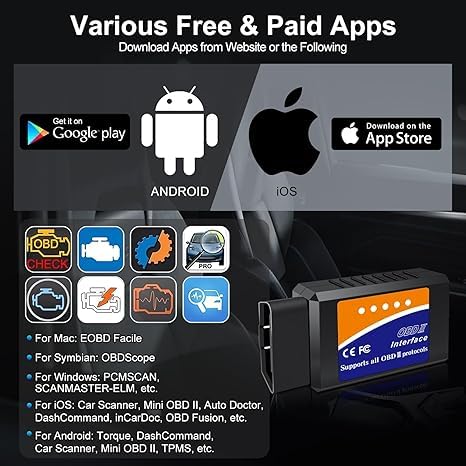 OBD2 WiFi Scanner for iPhone iOS Android Windows Car Code Reader Enhanced Auto Diagnostic Scan Tool Odb2 OBDII Adapter Check Engine Light Live Data Reset Vehicle Performance Test