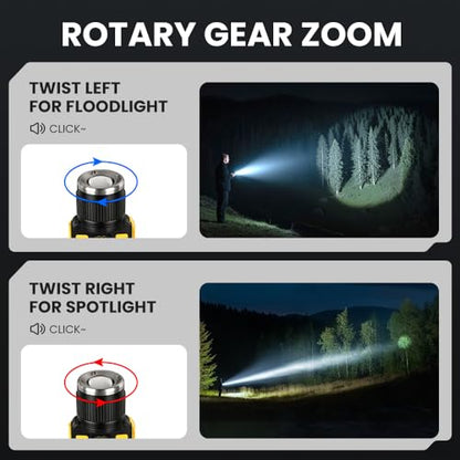 Rechargeable LED Magnetic Work Light, Portable Work Lights, 7 Flashlight Modes with 360° Rotating Hook and Carabiner, USB Charging for Camping, Hunting, and Car Repairs(2 Packs) - size: 2 Pack Yellow