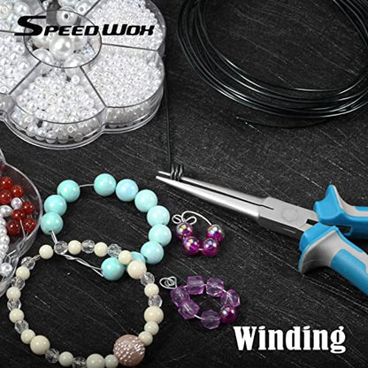 SPEEDWOX 6 Inches Needle Nose Pliers Mini Extra Long Nose | Precision Pliers, Thin Flat Jaws, Wire Looping, With Spring, Jewelry Making Tool Small Item Gripping - style: 6" Needle Nose Plier
