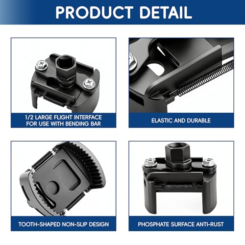 Universal Adjustable Oil Filter Wrench, 60-80mm Oil Filter Removal Tool, Heavy Duty Drop Forged Steel, Auto-Clamping Oil Filter Remover with 1/2-Inch Drive for Car Truck SUV UTV Oil Change Maintenance