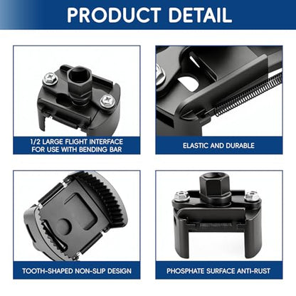 Universal Adjustable Oil Filter Wrench, 60-80mm Oil Filter Removal Tool, Heavy Duty Drop Forged Steel, Auto-Clamping Oil Filter Remover with 1/2-Inch Drive for Car Truck SUV UTV Oil Change Maintenance