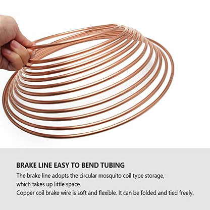 25Ft of 3/16 Brake Line Kit - Includes 16 Inverted Flare Brake Line Fittings - Zinc Plated Copper Brake Line Tubing - Universal Copper Coil Brake Line Repair Kit for Car,Home,Industrial (Gold) - color: Gold
