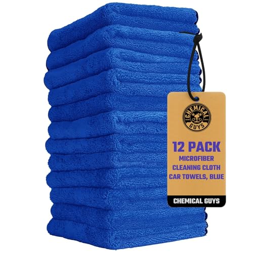 Chemical Guys Professional Grade Premium Microfiber Towels for Cars, Blue, 16" x 16", Ultra-Soft and Scratch-Free Car Detailing Cloths for Trucks, Motorcycles, and More - 12 Pack - color: Blue