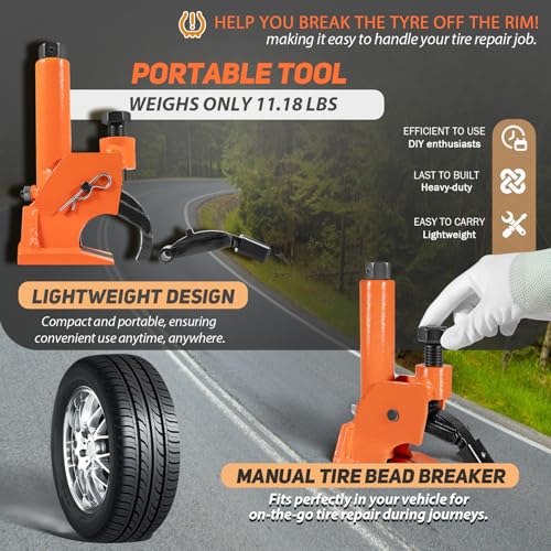 Manual Tire Bead Breaker Tool, Heavy-Duty Rim-Safe Bead Breaker for 38–42 Inch Tires, Portable Tire Removal Tool for Farm, Bus & Off-Road Vehicles