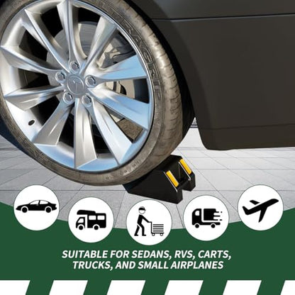 8-Pack Heavy Duty Rubber Wheel Chocks for Secure Wheels for Cars, RVs, and Trucks, 8" x 4" x 6.6"