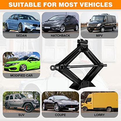 Scissor Screw Jack Lift for Car Van Vehicles 2 Ton 4.2-15 Inch Portable with Handle for Spare Tire Changing Remove(2 Pack) - size: 2 Ton Scissor jack (2 pack)