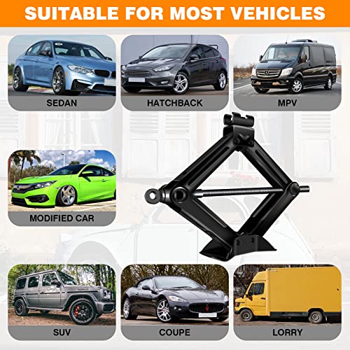 DICN Scissor Jack with Crank Handle Car Tire Repair Kit Emergency for Toyota Camry Corolla Prius Vios - 2 Ton/ 4.2-15 Inch - size: 2 Ton Scissor jack (1 pack)
