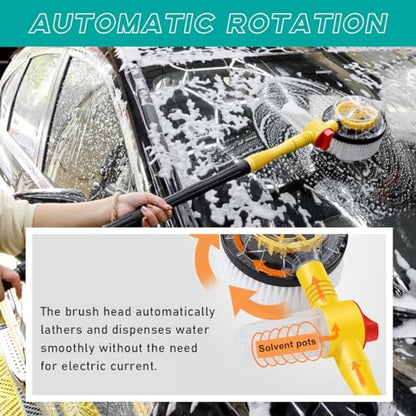 povtii Rotating Car Wash Brush, 360° Spin Auto Cleaning Brush with Long Handle, Detachable Washing Brush with Soft Chenille Bristles Universal for Most Vehicles, Car Accessories (Brush) - color: Brush