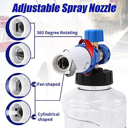 Tool Daily Foam Cannon for Pressure Washer, Clear Foam Blaster, 1.5 L | Snow Foam Lance with M22 and 1/4 Inch Quick Connect, Wide Mouth, Additional Orifice Nozzle 1.1mm, Car Wash Mitt, 3600 PSI - color: Blue