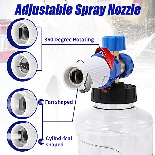 Tool Daily Foam Cannon for Pressure Washer, Clear Foam Blaster, 1.5 L | Snow Foam Lance with M22 and 1/4 Inch Quick Connect, Wide Mouth, Additional Orifice Nozzle 1.1mm, Car Wash Mitt, 3600 PSI - color: Blue