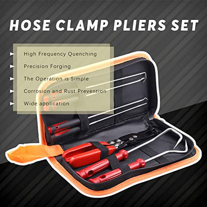 Swpeet 7Pcs Hose Clamp Pliers Set, Including Car Water Pipe Locking Pliers Hose Clamp Plier with 6Pcs Hose Removal Hook Set Perfect for Hose Installations of Low Radiators