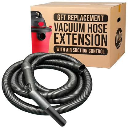 MP Maresh Products Compatible Replacement for Shop Vac Hose and Ridgid Style Wet Dry Vacuum Cleaner - Commercial Heavy Duty Vacuum Hose with Crushproof Design and Air Suction Control - 6' - size: 6 Foot Hose