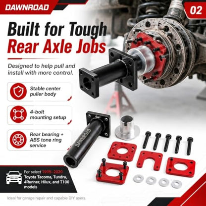 Rear Axle Bearing Puller & Installer with ABS Tone Ring Tool Kit, Heavy Duty Toyota Axle Bearing Tool, Compatible with 1995-2020 Toyota Tacoma, Tundra, 4Runner, Hilux, T100 Pickups