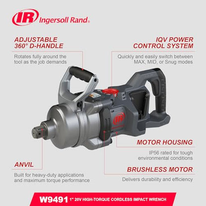 Ingersoll Rand W9491 Cordless 1" High-Torque Impact Wrench - size: Standard Anvil, style: Tool Only