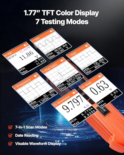 VEVOR Automotive Circuit Tester, 8-35 DCV Power Circuit Probe Tester with TFT Color Display and Lighting, Automotive Power Tester Probe with 19.7 ft / 6 m Cable, 2-in-1 Electrical Detector Finder - style: SVM50