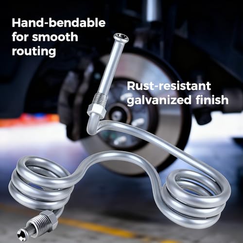 25ft 3/16" Zinc-Coated Steel Brake Line Kit, 40 Fittings + 4 Unions, 2 Kits | Rust-proof tubing, ideal replacement for hydraulic brake systems - size: 3/16, 2 Kit