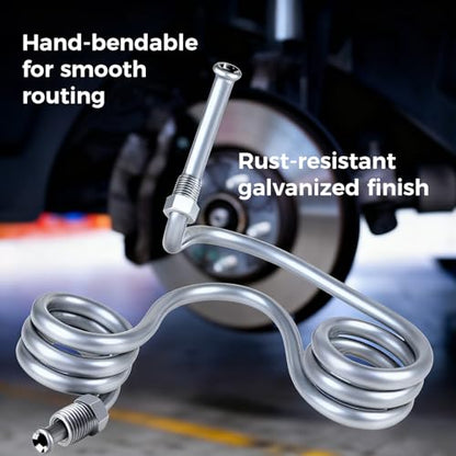 25ft 3/16" Zinc-Coated Steel Brake Line Kit, 40 Fittings + 4 Unions, 2 Kits | Rust-proof tubing, ideal replacement for hydraulic brake systems - size: 3/16, 2 Kit