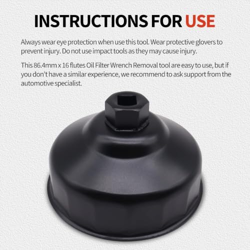 86.4mm 16 Flutes Oil Filter Wrench Compatible with BMW and Volvo with 86mm Filter Housing Caps, Removal Tool to Change Oil, Steel Socket Wrench Kit - style: 86.4mm 16 Flutes