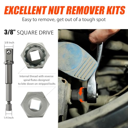 Coobeast 26Pcs Bolt Extractor Kit and Left Handed Drill Bit, Easy Out Screw Extractor with Reverse Drill Bit Extractor Set for Damaged Stripped Broken Lug Nut Bolt and Nut Remove with Hex Adapter - size: 26 PCS