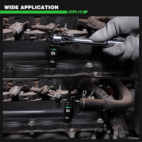 TecoTek 3/8-Inch Drive 12-Point Metric Semi-Deep Impact Socket Set, Mid-Length Socket Set, 7mm to 19mm, CR-MO, Stamped and Ink Filled Size Marking, 13-Piece - size: 7mm to 19mm