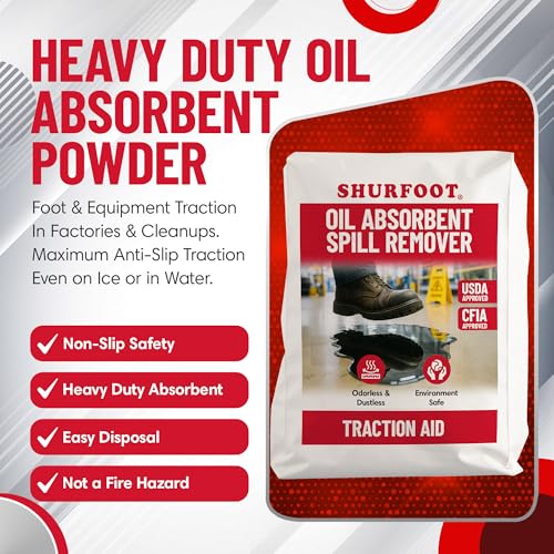 SHURFOOT 44lb Non-Slip Oil Absorbent - Provides Ice Traction & Vapor Suppression - Spill Control for Blood, Water & Oils - USDA Approved - Floor Dry Absorbent Odorless - Fire-Safe & Dustless - size: 44 LB