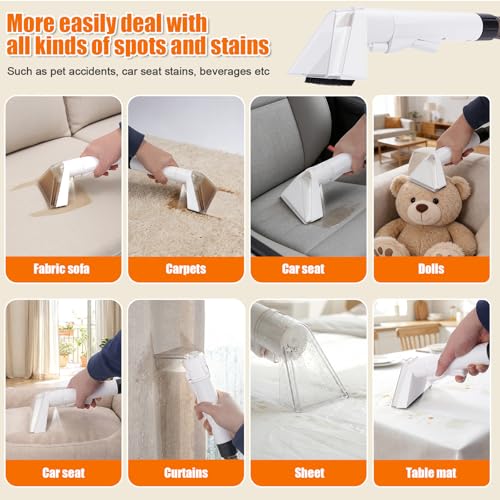 Foandbevi Carpet & Upholstery Cleaner Machine, 16KPa Spot Shampooer for Pet | 800W Motor Self-Cleaning 3 in 1 Tough Stain Tool, Lightweight Spot Stain Remover for Couch, Car Detailing, Rugs & Stairs