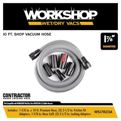 WORKSHOP Wet/Dry Vacs WS17823A 1-7/8-in. x 10-ft. Contractor Vacuum Hose
