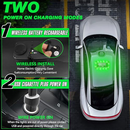Rechargeable Emergency Roof Top Strobe Light Wireless Battery, 48LED 17 Flashing Modes,High Low Brightness,Hazard Traffic Lights w/Magnetic Base, Remote Control for Construction Vehicles (Green) - color: Green