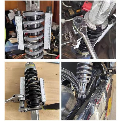 Motorcycle Coil Spring Compressor Tool, Heavy Duty Bike Shock Spring Compression Tool Kit for Rear Shock Absorber Maintenance, Repair & Installation, Professional Universal Suspension Service Tools