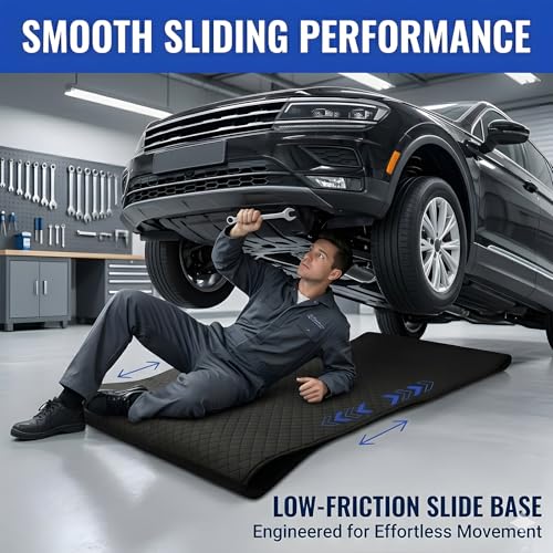 Rolling Creeper Mat for Car Repair, 60x28 Inch Portable Foldable Mechanic Mat, Under Vehicle Rolling Pad for Low Clearance, Durable PU, Anti-Slip, Easy to Clean for Garage, Auto Repair & Roadside