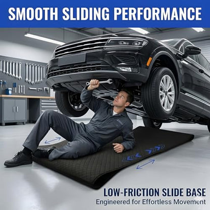 Rolling Creeper Mat for Car Repair, 60x28 Inch Portable Foldable Mechanic Mat, Under Vehicle Rolling Pad for Low Clearance, Durable PU, Anti-Slip, Easy to Clean for Garage, Auto Repair & Roadside