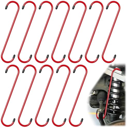 BFXM 12PCS Brake Caliper Hanger Caliper Hangers Hooks with Rubber Tips | Durable Steel, Rust-Proof Automotive Tools for Braking, Axle, Suspension, Herramientas para Extensión de Frenos - color: Red-12PCS
