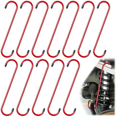 BFXM 12PCS Brake Caliper Hanger Caliper Hangers Hooks with Rubber Tips | Durable Steel, Rust-Proof Automotive Tools for Braking, Axle, Suspension, Herramientas para Extensión de Frenos - color: Red-12PCS