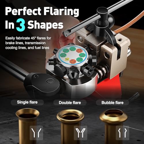 DNA Motoring Professional Brake Line Flaring Tool Kit, 45 Degree Single, Double & Bubble Flares for 3/16", 1/4", 5/16", 3/8" Metal Steel Copper Tubing for Brake Repair Tubing Flaring, TOOLS-00820