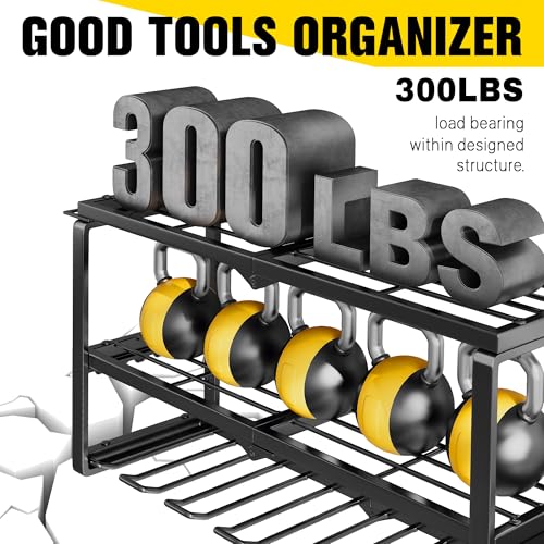 Hipidian Power Tool Organizer Wall Mount- 300lb Heavy Duty 3-Tier Storage Rack with 7 Drill Holders for Garage Tools, Best Birthday Tools Gifts for Men Dad Husband - size: 7 Slots 3 Layers