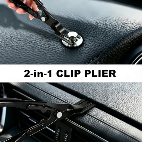 18Pcs Car Trim Removal Tool Kit Pry Tool Set, Panel Clip Pliers Door Panel Removal Tool Automotive Clip Removal Tool, Plastic Pry Tool Kit Auto with Valve Stem Caps for Car Interior Repair, Black - color: black