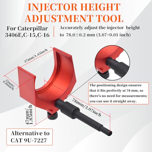 9U-6891 Injector Sleeve Remover Installer Set + J-42083 Automatic Timing Pin + 9U-7227 Injector Height Tool + J-38587-A Engine Barring Socket Fits for CAT Caterpillar 3406E C15 C16 Engines - size: 9pcs