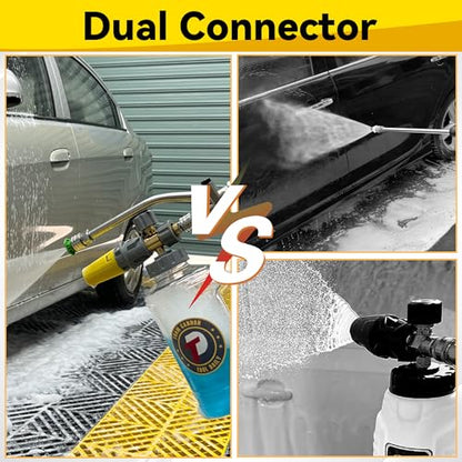 Tool Daily Foam Cannon with Pressure Washer Gun, Dual Connector Accessory | Power Washer Gun with 3/8'' Swivel Connector, Adjustable Soap Cannon with M22-14 and 1/4” Quick Connect Fittings, 1.5 Liter - size: 1.5 L
