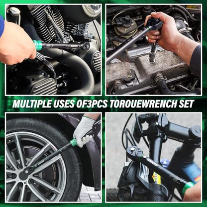 Torque Wrench Set 5-45ft lb(3/8),15-165Ft.lb, with 15PCS Hex Sockets, Spark Plug, Extensions for Automotive, Motorcycle, Industrial Maintenance - style: 15-165Ft.lb(15pcs)