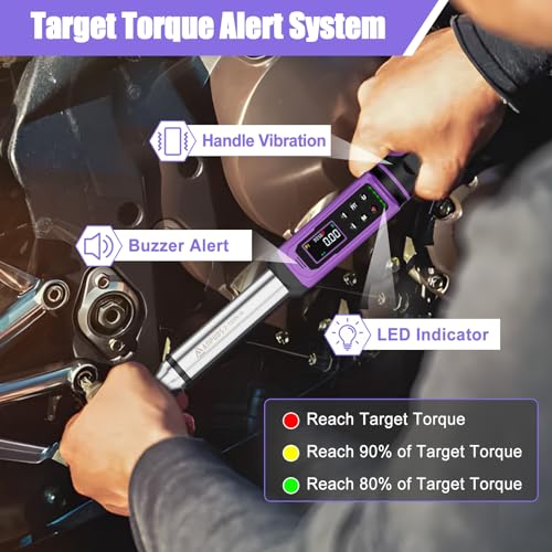 ANPUDS Digital Torque Wrench 3/8 Drive, 1.5-99.6 Ft-lb, ±1% Accuracy | Vibration/Buzzer/LED Alert, Dual Direction Ratchet, Electronic Torque Wrench for Bike, Motorcycle & Automotive Repair - size: 3/8" 1.50-99.56 Ft-lb/2.03-135 Nm(Digital)