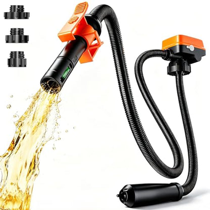 Cordless Fuel Transfer Pump Compatible with Dewalt 20V ＆ Milwaukee 18V Batteries, 3.2 GPM Portable Gas Can Pump with Auto-Stop, 4.25FT Hose, 3 Adapters, Pump for Diesel, Gasoline (Bare Tool)