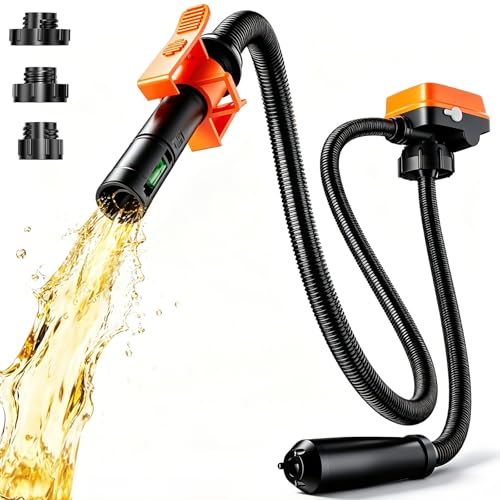 Cordless Fuel Transfer Pump Compatible with Dewalt 20V ＆ Milwaukee 18V Batteries, 3.2 GPM Portable Gas Can Pump with Auto-Stop, 4.25FT Hose, 3 Adapters, Pump for Diesel, Gasoline (Bare Tool)