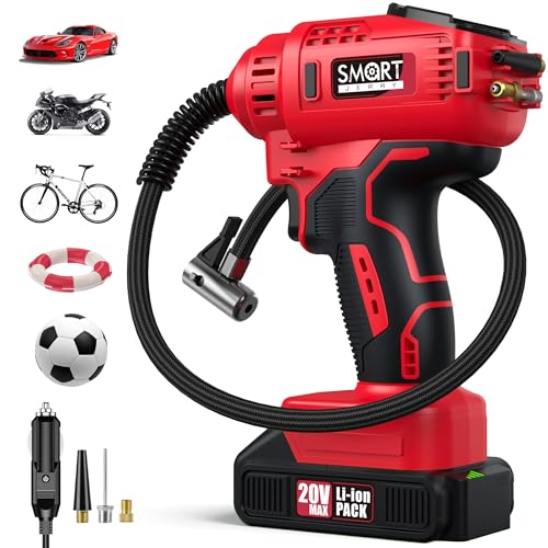Portable Tire Inflator for Car, 20V/12V Dual-Power & Max 150 PSI Design | Car Portable Air Compressor, Digital Tire Inflator with Gauge, Smart Auto-Stop & Fast Inflation for Cars, Motorcycles, Bikes - size: 20V/12V Dual Power