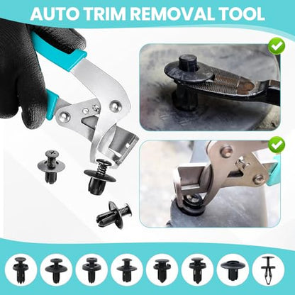 Car Clip Pliers, Panel Clip Removal Tool with 2Pcs Stainless Steel Fastener Remover for Disassembling Automotive Interior, Door Panel Dashboard, Buckles, Plastic Trim Clips, Rivets - color: 1set