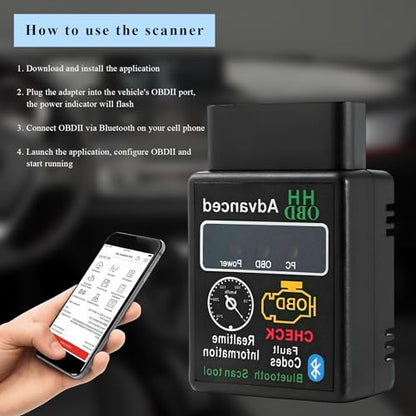 Bluetooth OBD2 Scanner for Car, Wireless Check Engine Light Code Reader Diagnostic Scan Tool with Exclusive App, Professional OBD II Scanner Read and Clear Error Codes