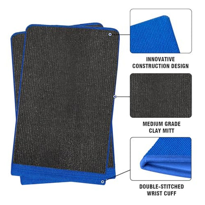 Tidy Monster 2 Pack Clay Mitt and Bar, Medium Grade Bundle with Blue Clay Towel for Car Cleaning and Polishing - color: Blue